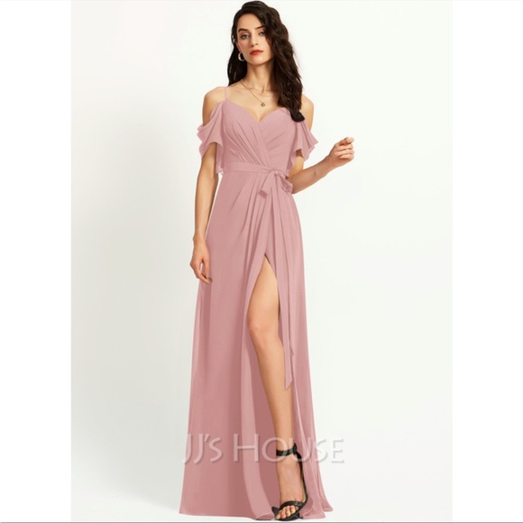 JJs House Dresses Nwt Jjs House Blush Pink Ruffles Vneck Chiffon